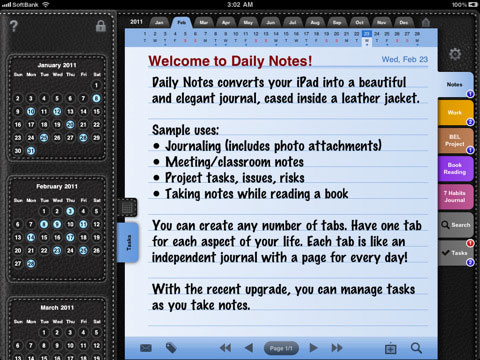 Daily Notes iPad application