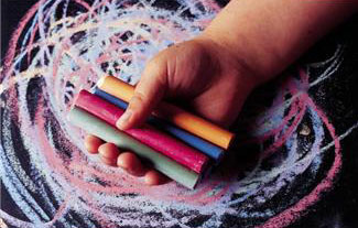 The Organized Auntie: Encourage imperfection post Photo: Child's hand holding colored chalk The Organized Auntie: Encourage imperfection post Photo: Child's hand holding colored chalk