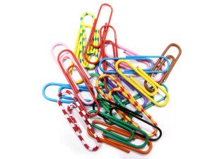 Colorful paper clips isolated in white
